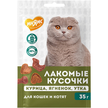 Лакомство Мнямс Лакомые кусочки Курица/Ягненок/Утка для кошек и котят 35 г