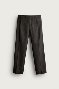 ZARA ШЕРСТЯНЫЕ БРЮКИ В «ГУСИНУЮ ЛАПКУ», ЧЕРНЫЙ/КОРИЧНЕВЫЙ