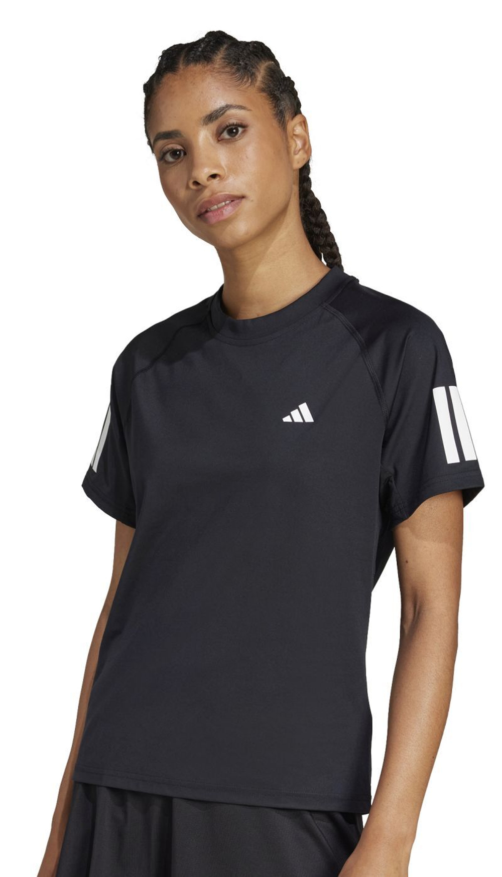 Женская теннисная футболка Adidas Club Tennis Climacool 3 Stripes - черный