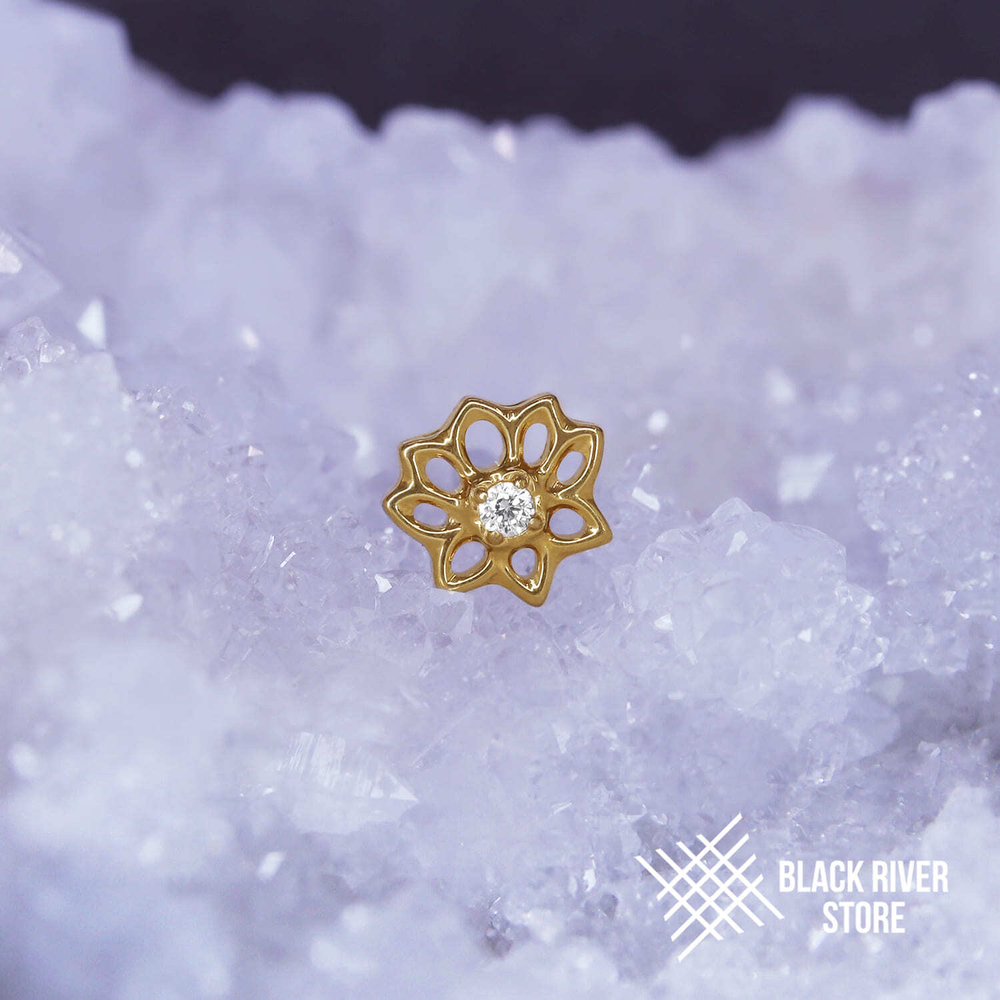 Flower Flourish Crystal PVD Yellow