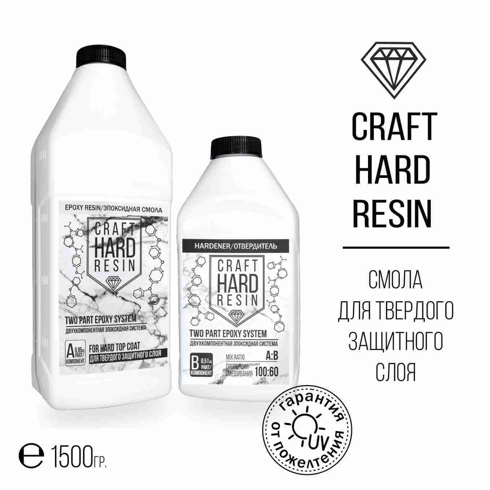 ОПТ Эпоксидная смола для твердого защитного слоя CraftHardResin 1,5 кг х10шт./уп