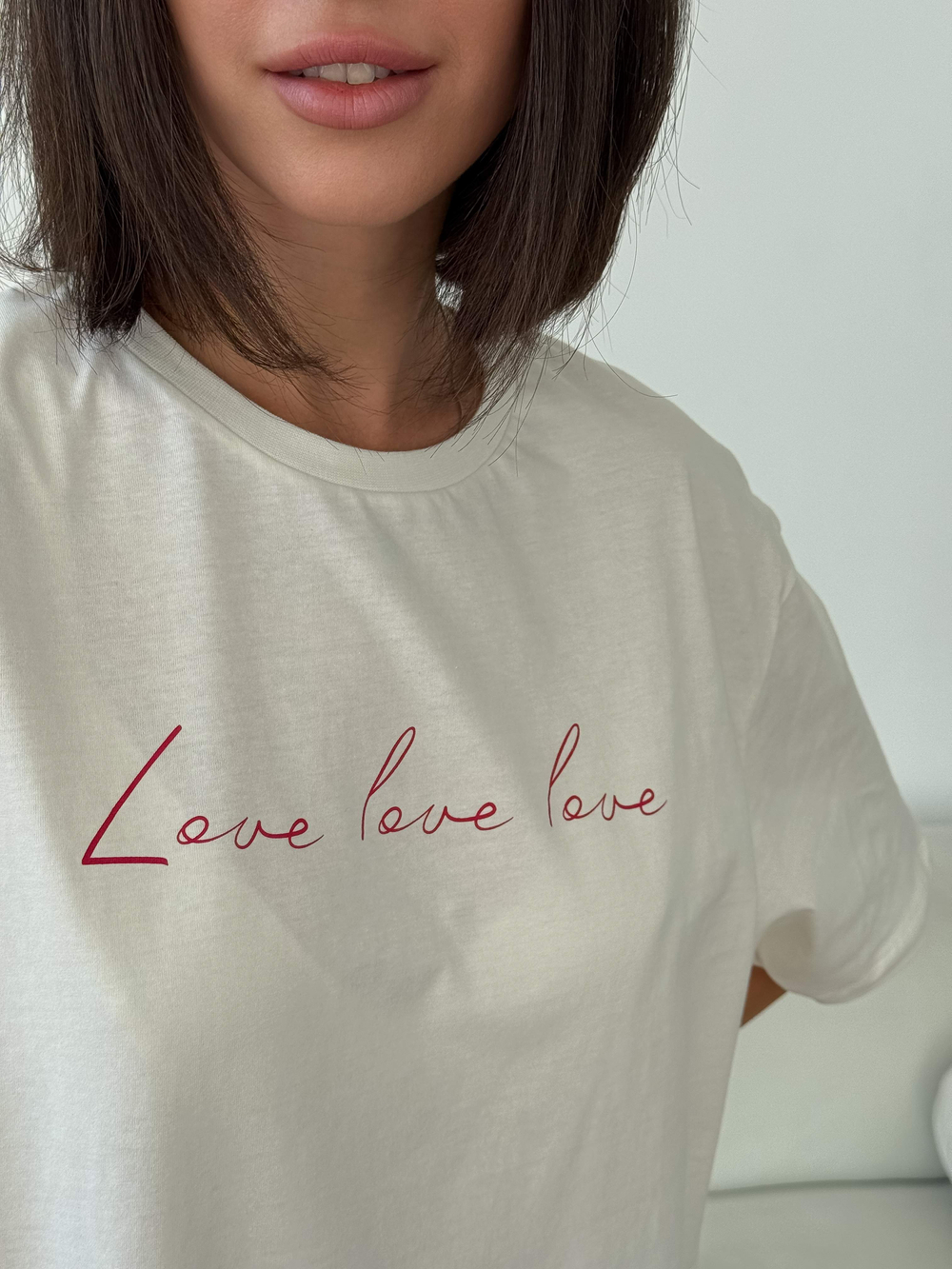 Футболка оверсайз с принтом длинная love