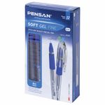 Ручка гелевая с грипом PENSAN "Soft Gel Fine", СИНЯЯ, игольчатый узел 0,5 мм, линия 0,4 мм, 2420/12