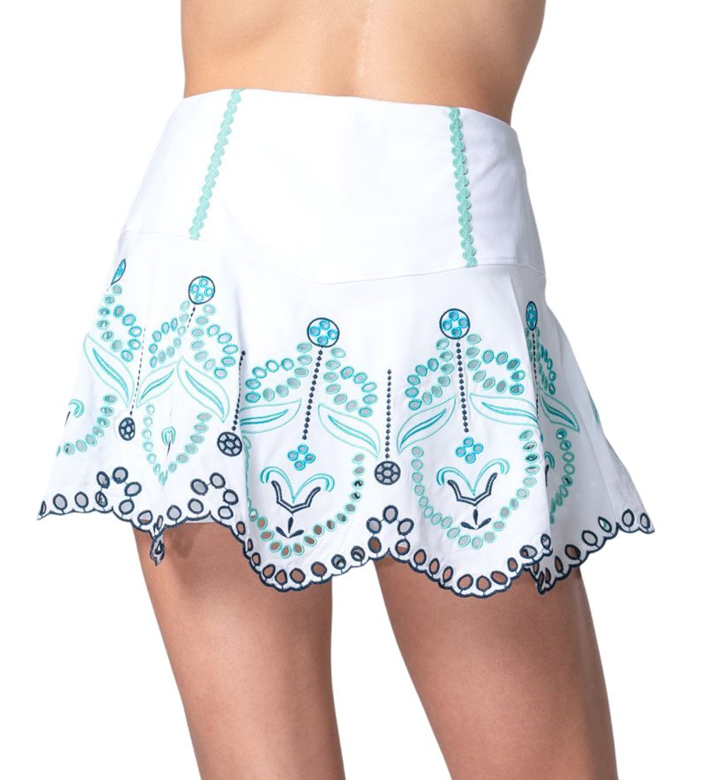 Женская теннисная юбка Lucky in Love Eyelet You Win - white