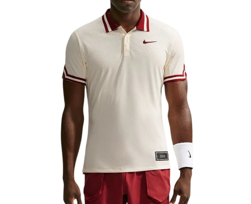 Мужское теннисное поло Nike Court Slam Aero-FIT Tennis - pale cream/team red