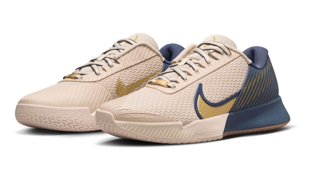 Мужские кроссовки теннисные Nike Zoom Vapor Pro 2 Clay Premium - Бежевый, небесный, Золотой