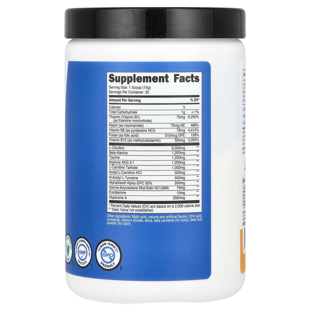 Nutricost, Performance, Pre-SF, предтренировочный комплекс без стимуляторов, персик и манго, 438 г (15,6 унции)