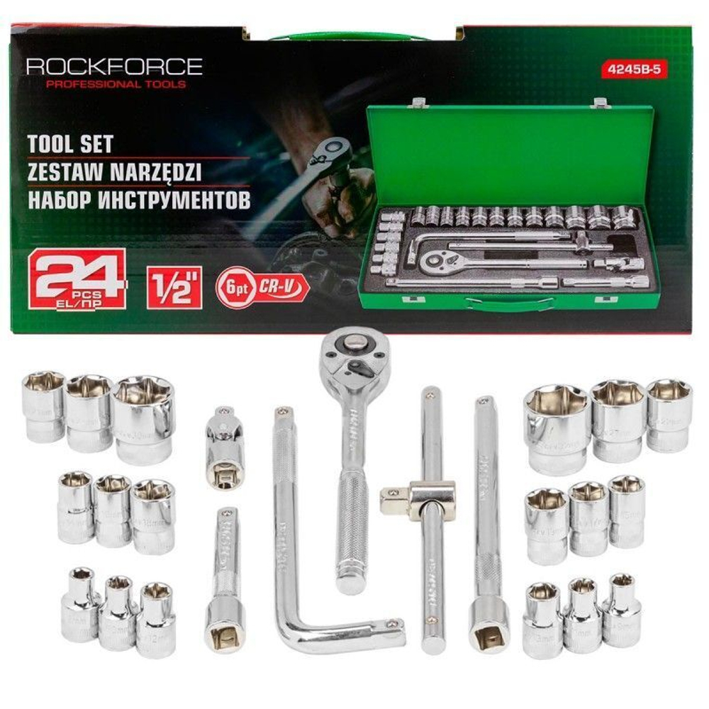 Набор инструментов 24пр. 1/2''( 6гр) RockForce RF-4245B-5