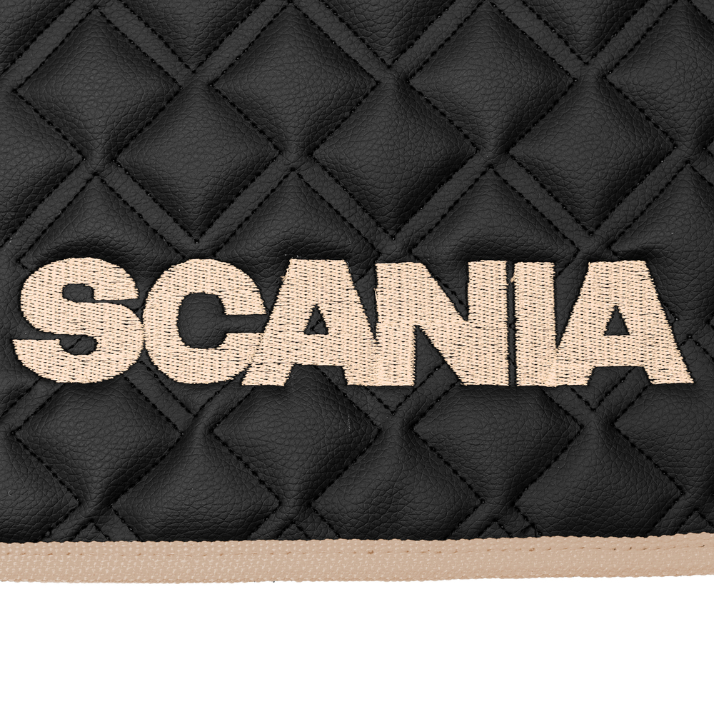 Ковры SCANIA 6 серии G (автомат), (экокожа, черный, бежевый кант, бежевая вышивка)