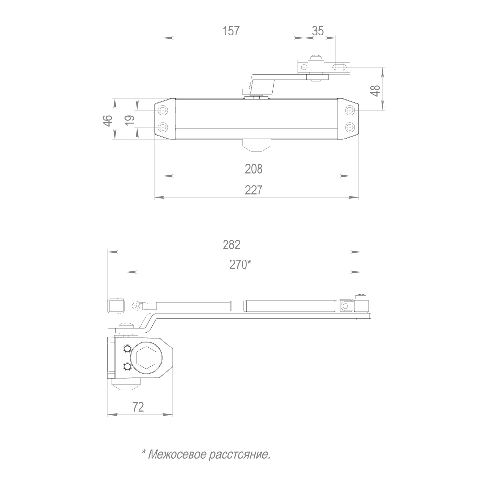 Доводчик дверной DC20-5 (DC-205) AL до 120 кг (алюминий)