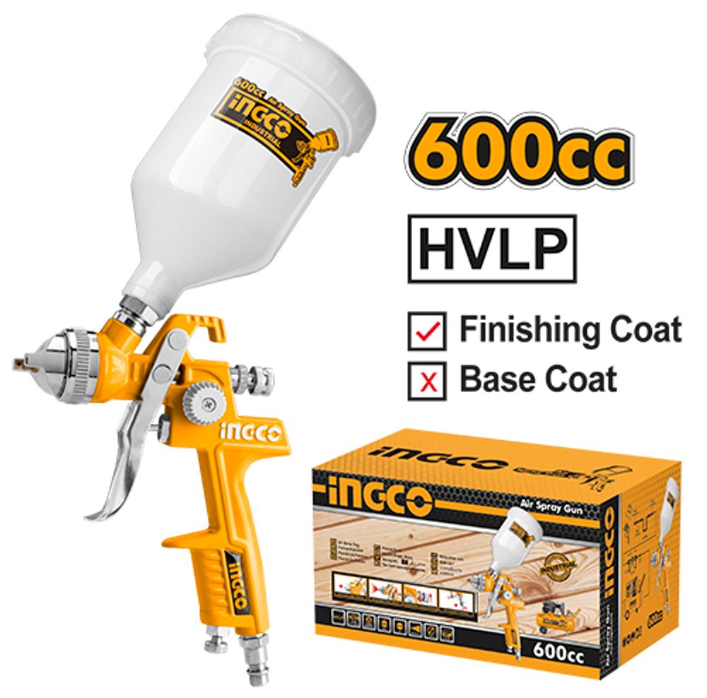 Краскопульт пневматический 600 мл. 1,4 мм INGCO ASG1061 INDUSTRIAL