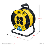 STAYER S-215, ПВС, 2 х 1.5 мм2, 30 м, 3500 Вт, силовой удлинитель на катушке (55072-30)