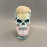 Бородатый череп фигурка для декора интерьера, арт-объект, 3D печать, 24,5 см., градиентный