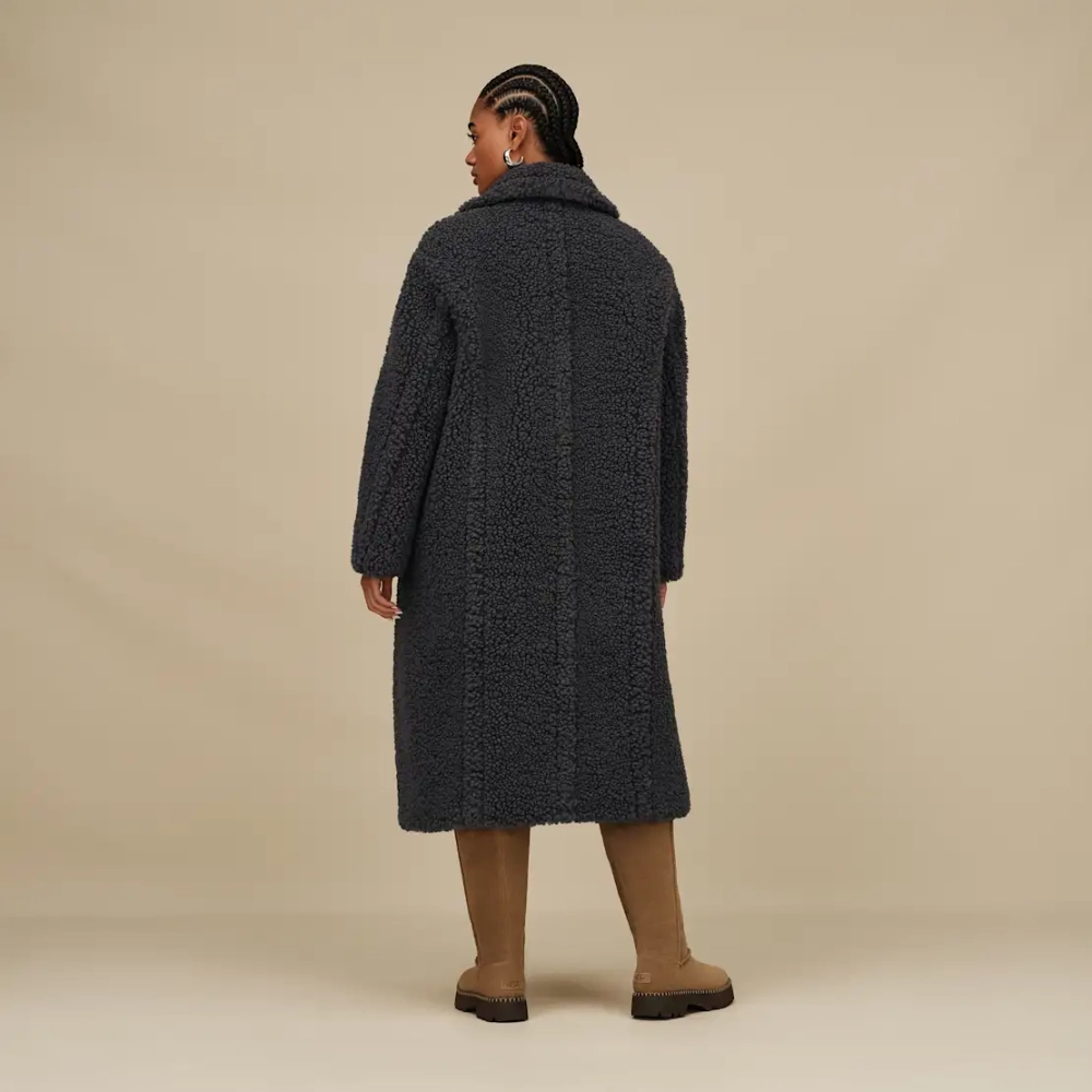 UGG Длинное плюшевое пальто Gertrude, темный антрацит