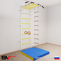 Шведская стенка Sv Sport 5374 (Турник рукоход/Кольца/Лестница/Мат 1м)