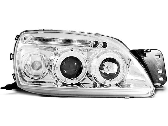 Передние фары Ford Fiesta 5 angel eyes chrome