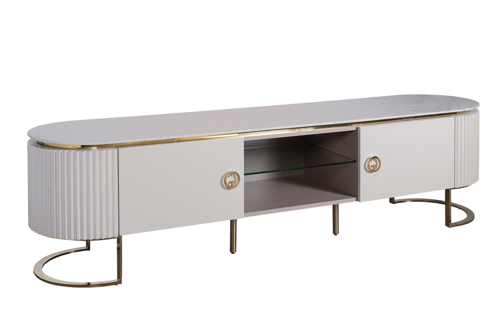 Тумба под телевизор 200x47x52 см Garda Decor Luchianoмраморная столешница