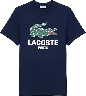 Мужская теннисная футболка Lacoste Printed Cotton - navy blue