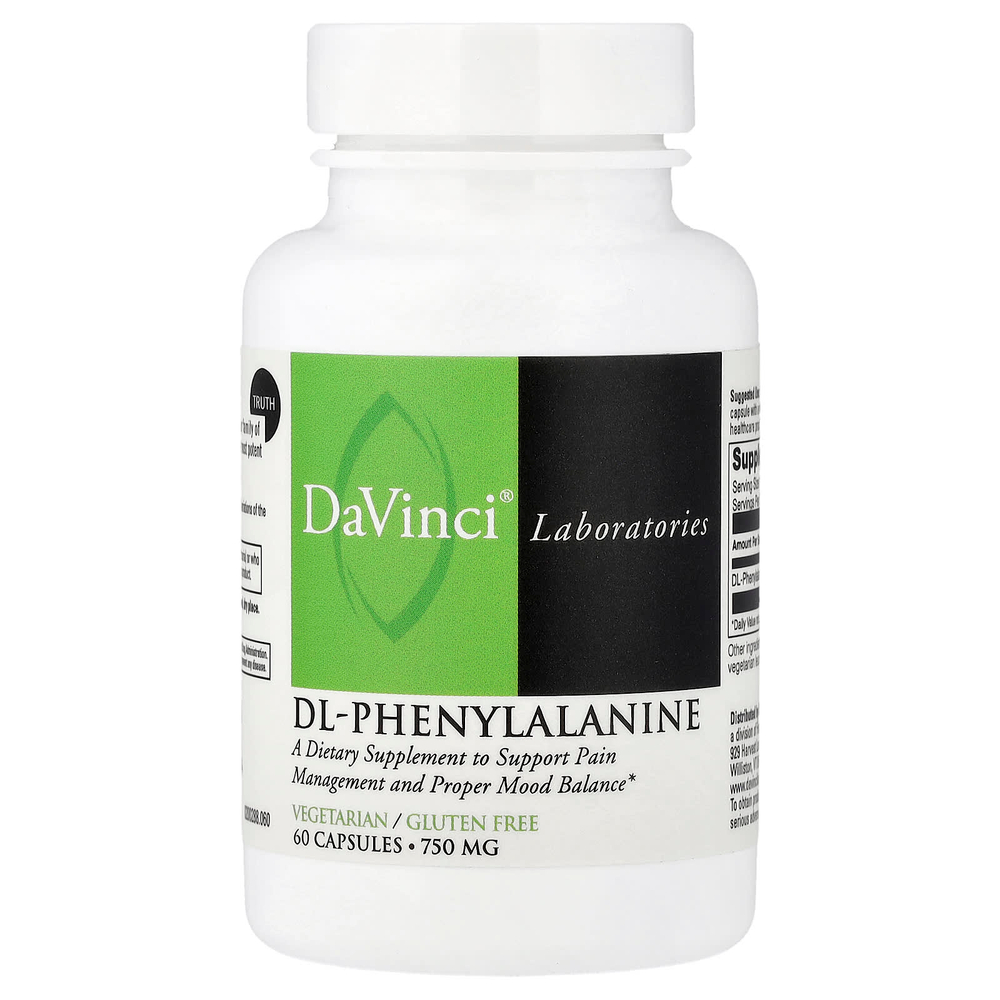 DaVinci Laboratories, DL-фенилаланин, 750 мг, 60 капсул