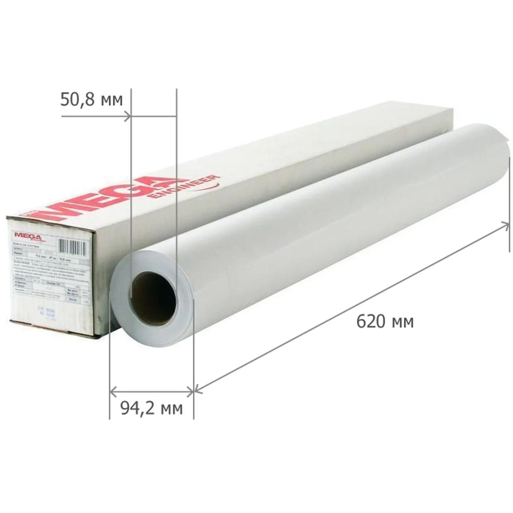 Бумага широкоформатная Комус (ProMega engineer InkJet) (80 г/кв.м, длина 45 м, ширина 620 мм, диаметр втулки 50.8 мм)