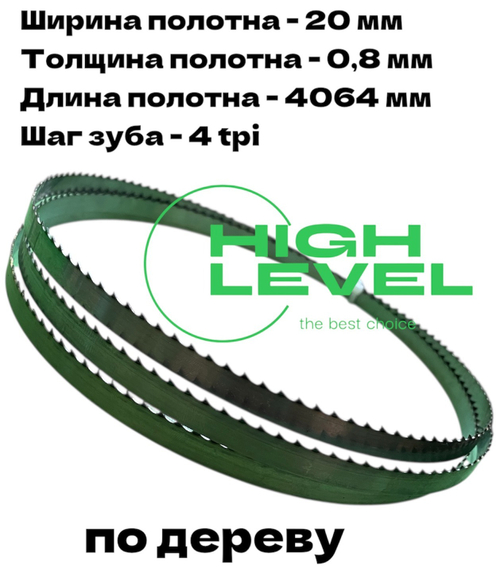 Полотно ленточное по дереву 20х0,8х4064 мм 4tpi для Powermatic PM1800, PM1800B