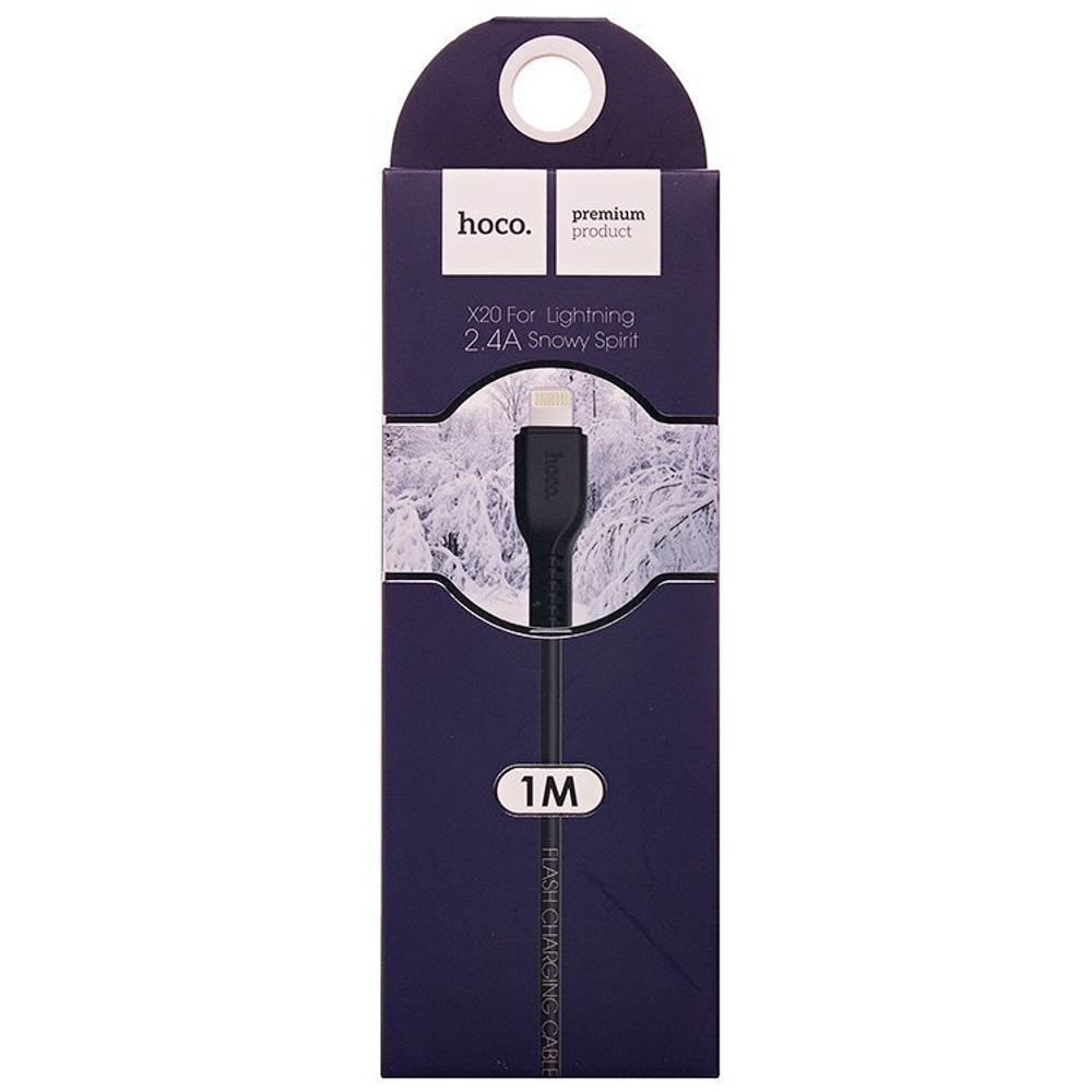 Кабель HOCO X20 USB-Lightning 2.4А 1м PVC Black