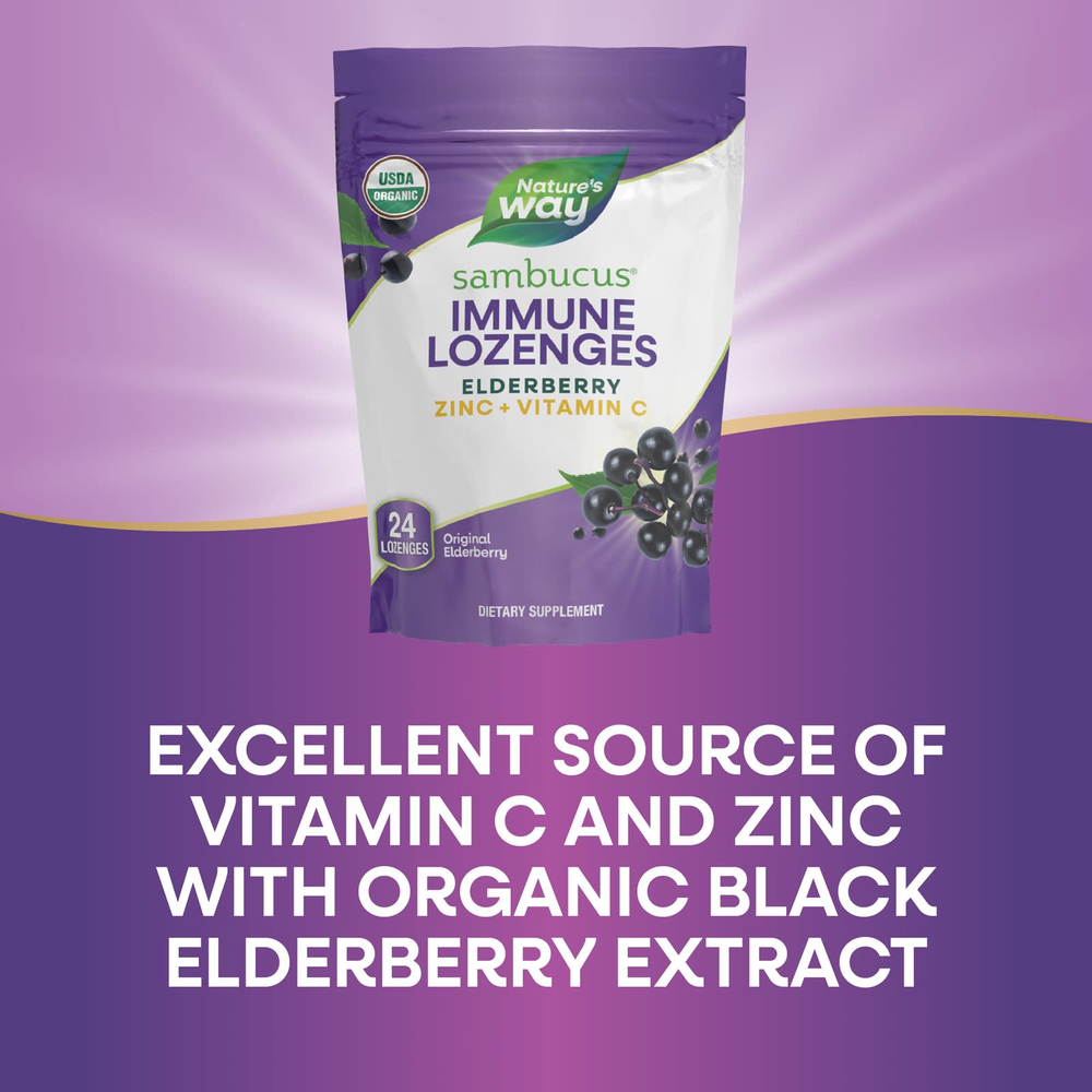 Nature's Way, Sambucus®, бузина, пастилки для иммунитета, оригинальная бузина, 24 пастилки