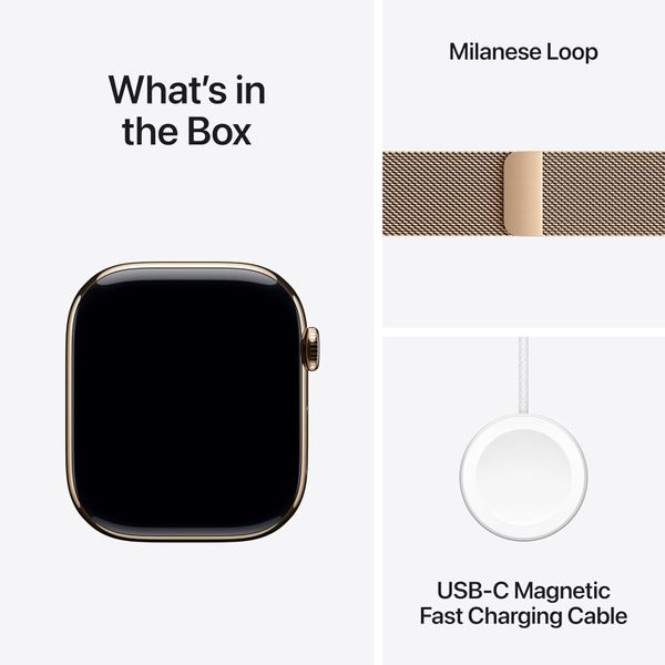 Умные часы Apple Watch Series 10 46 мм из титана золотого цвета, миланский сетчатый браслет золотого цвета (M/L)