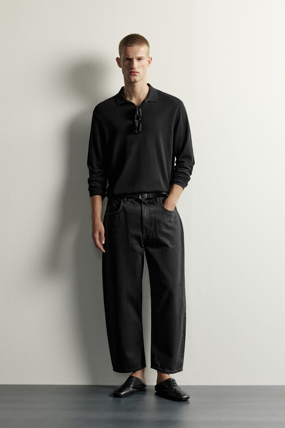 ДЖИНСЫ TAPERED WIDE FIT В ПОЛОСКУ — ZARA