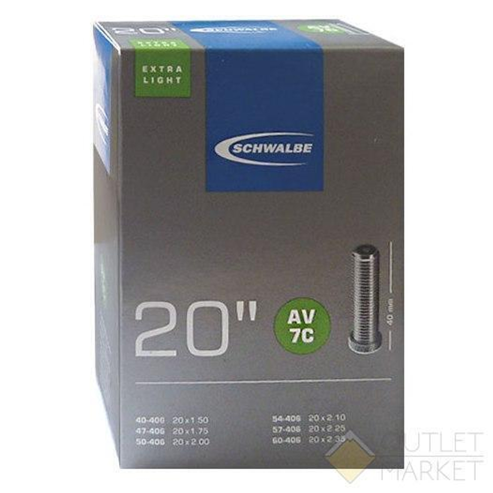 Камера SCHWALBE 20 авто AV7C EXTRA LIGHT 40/60-406 IB AGV 40mm