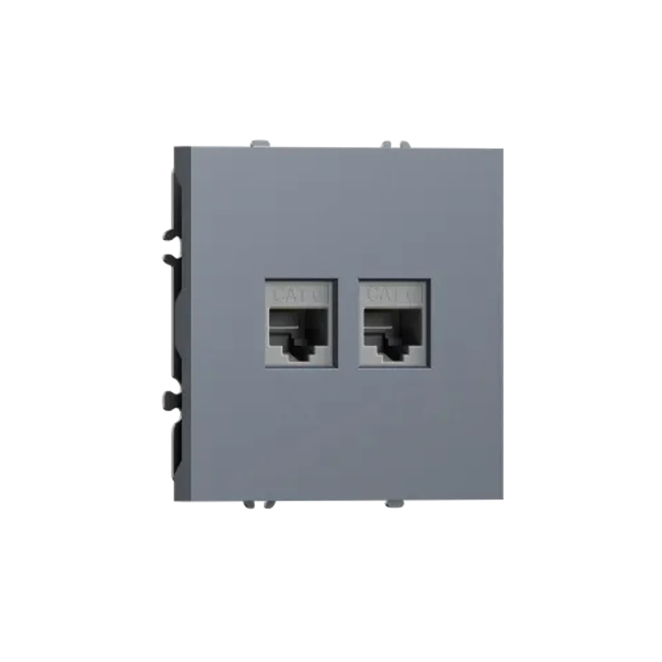 Компьютерная розетка двойная RJ45 + RJ45 (cat.6/ClassE-8/8), сталь DONEL S08