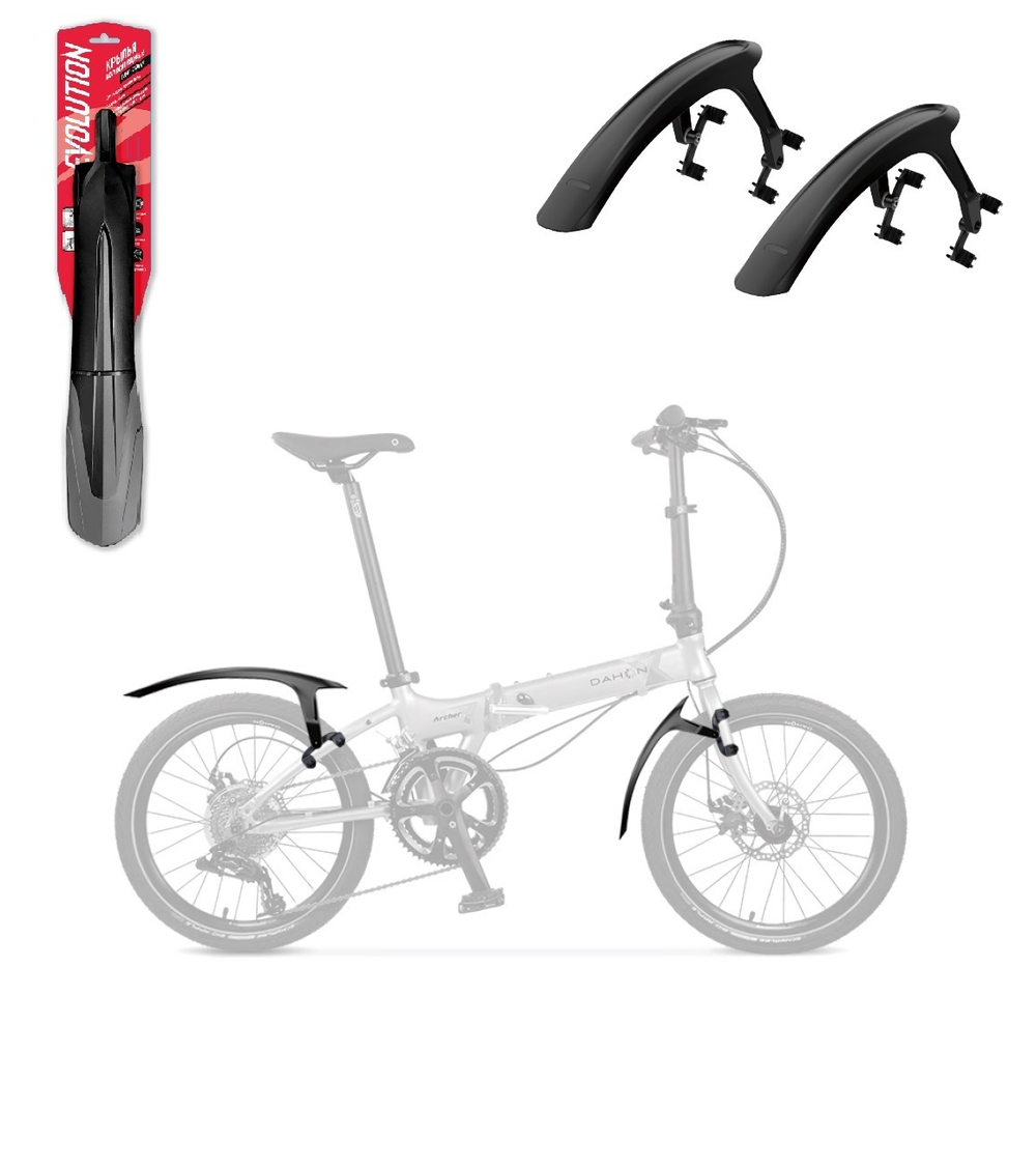 Крылья EVOLUTION FOLDING 20-24", комплект передне/заднее, крепеж: переднее на штаны вилки, заднее на верхние перья рамы; пластиковые, черные