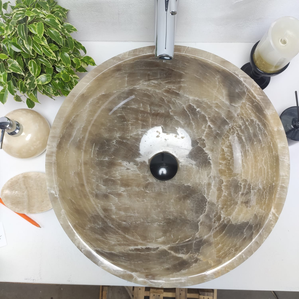 Раковина из оникса Bowl Grey BO-60965 45x45x17 из натурального камня