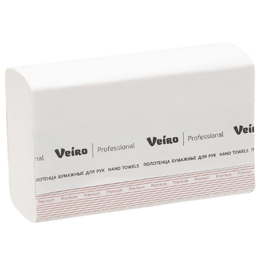 Бумажные полотенца W-сложения в пачках Veiro Professional Premium двухслойные (21 пачка по 150 л)