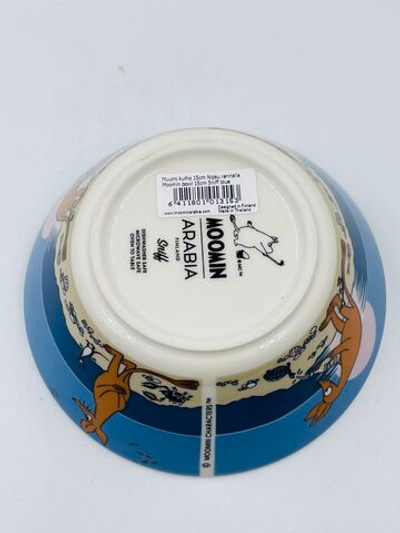 Тарелка глубокая Moomin Arabia "Nipsu rannalla/Нипсу на пляже", фарфор Vitro, синяя 15 см
