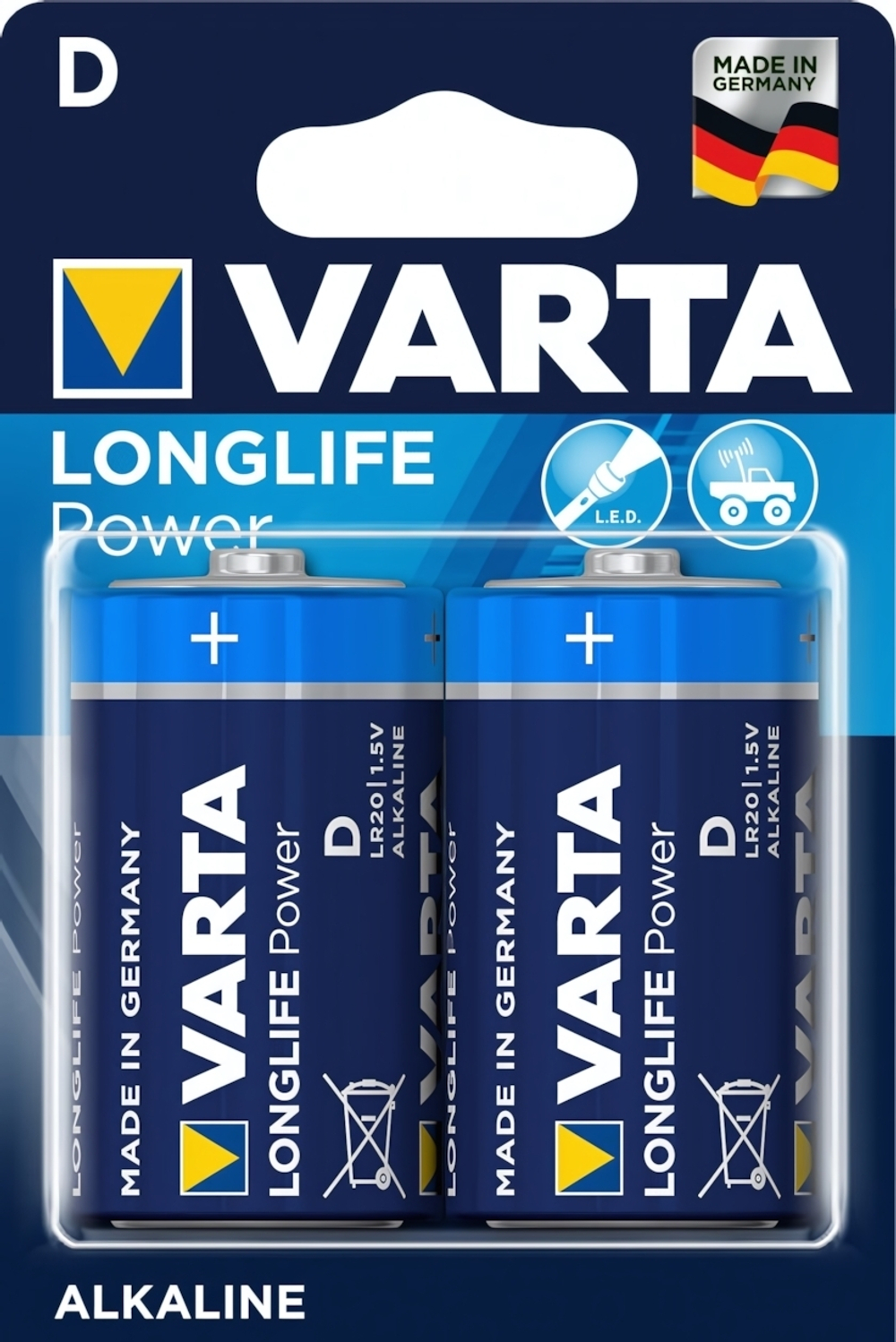 Элемент питания Varta LR20 BL/2 Longlife Power