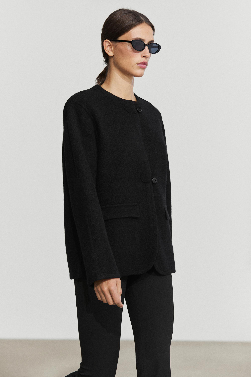 Massimo Dutti Кардиган из 100% шерсти с пуговицами, черный