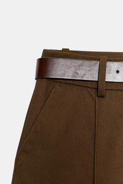 ZARA БРЮКИ-БАЛЛОНЫ С РЕМНЕМ, КОРИЧНЕВЫЙ