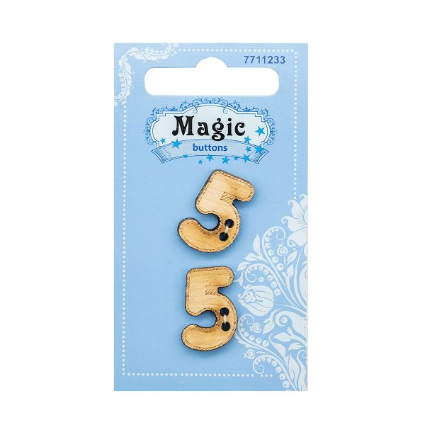 Украшения декоративные: пуговицы Цифра Пять, 2 шт, Magic Buttons BBLWA67-32L
