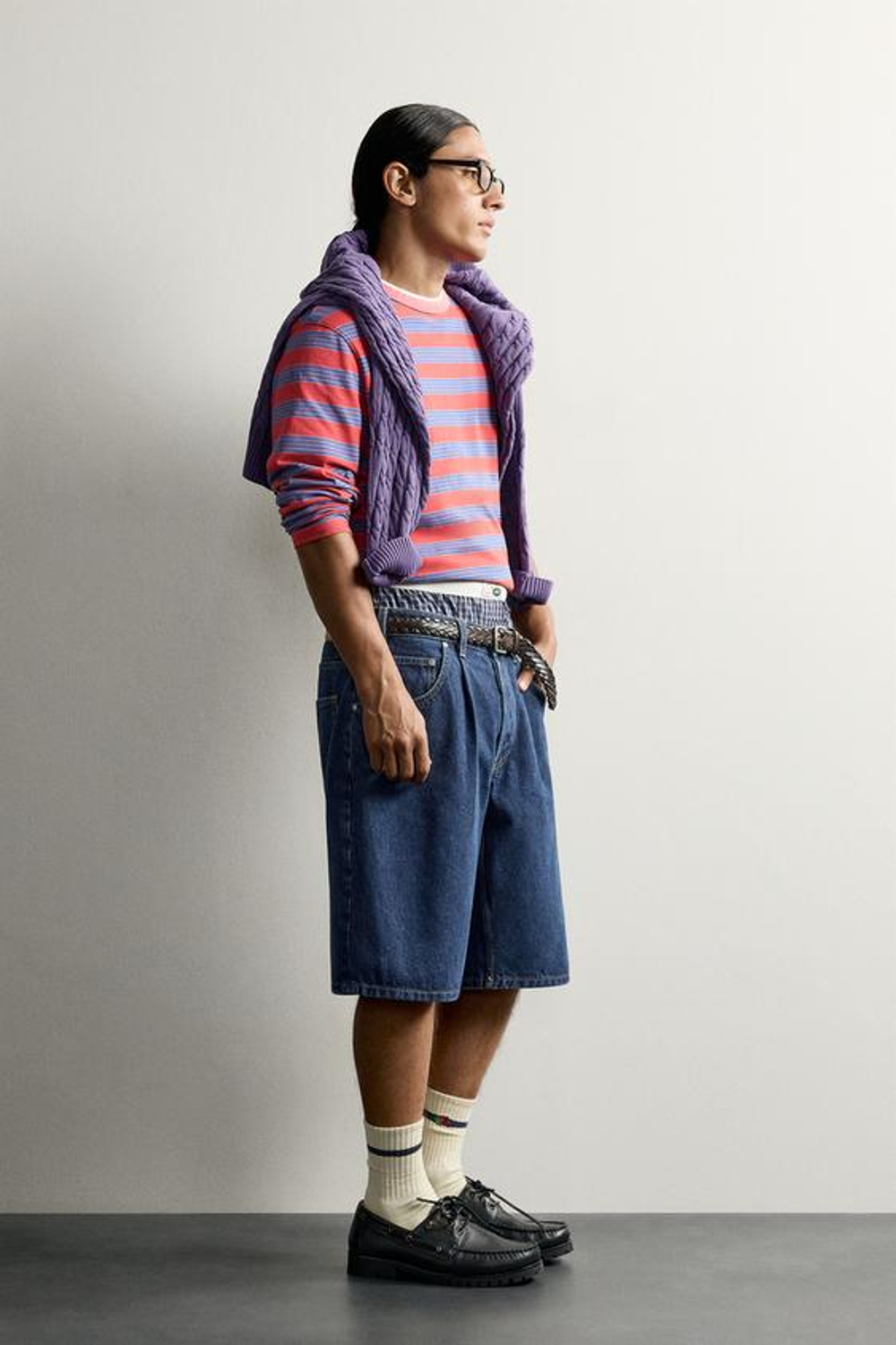 ZARA - FRUIT OF THE LOOM™ ДЖИНСОВЫЕ ШОРТЫ С НАШИВКОЙ, ИНДИГО