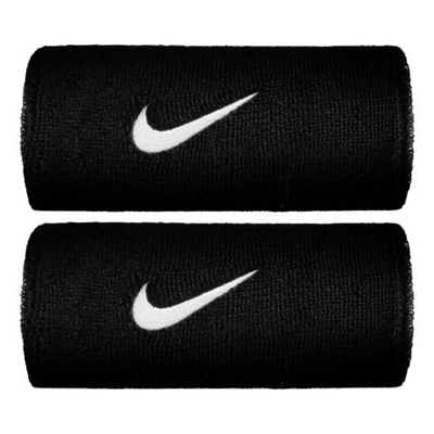 Nike Swoosh Doublewide Wristband 2 Pack - Black, White