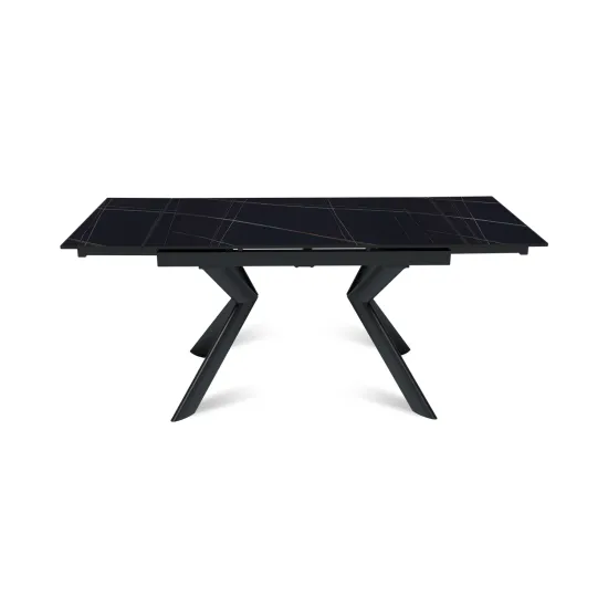 Стол "БРИДЖ" 120-180, керамика Black Gold мат., опоры черный муар