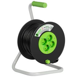 Удлинитель силовой ЭРА GREEN LINE KAT-3x1-40m Greenline на катушке пластик 4 розетки с заземлением 40м ПВС 3x1мм2 | Электротовары