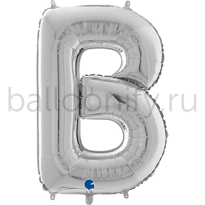 Фольгированная фигура, Буква В 66 см Silver