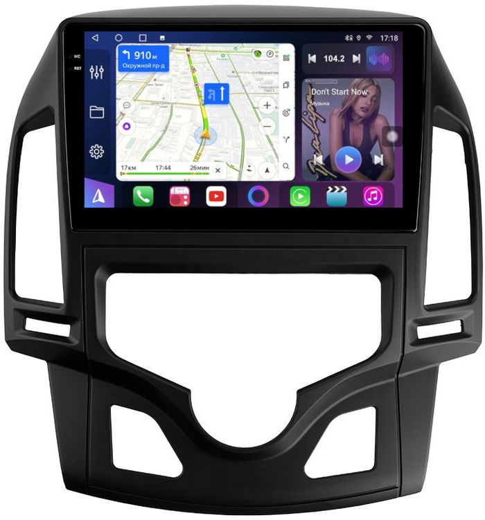 Магнитола для Hyundai i30 1 2007-2012 (климат) - FarCar S400-TS18 монитор 9.5" QLED на Android 14, CarPlay, 4G SIM-слот