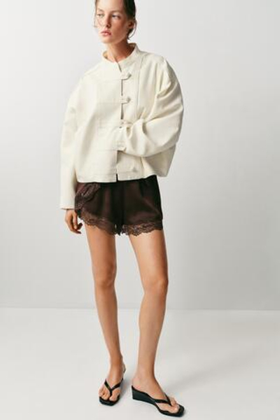 КОМБИНИРОВАННЫЕ ШОРТЫ С КРУЖЕВОМ — ZARA
