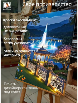 Картина Ночное сияние фонтана интерьерная 30х40см 1шт.