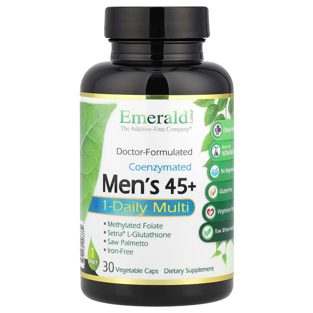 Emerald Laboratories, Коэнзимированные мультивитамины для мужчин старше 45 лет, 1 прием в день, 30 растительных капсул