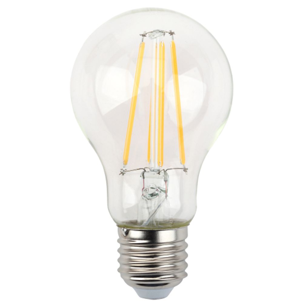Лампа светодиодная ЭРА F-LED A60-11W-827-E27 11Вт филамент груша теплый белый свет E27 | Филаментные декоративные
