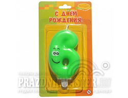 РАСПРОДАЖА Свеча Цифра 6 Улыбка Цветая